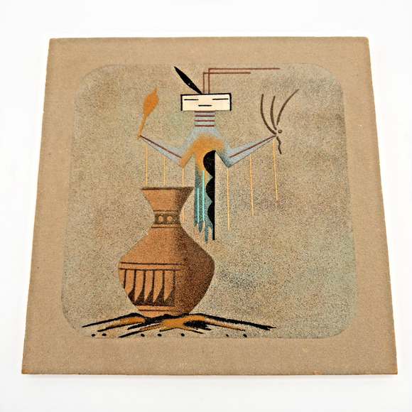Vintage Other - Sand Painting Navajo Yei Windway Native American Art Unframed Signed Thompson